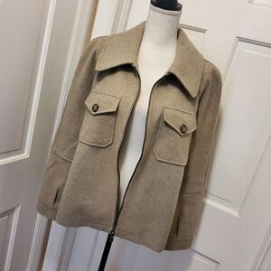 AVEC LES FILLES ZIP JACKET OATMEAL SIZE LARGE, CLASSIC, CASUAL